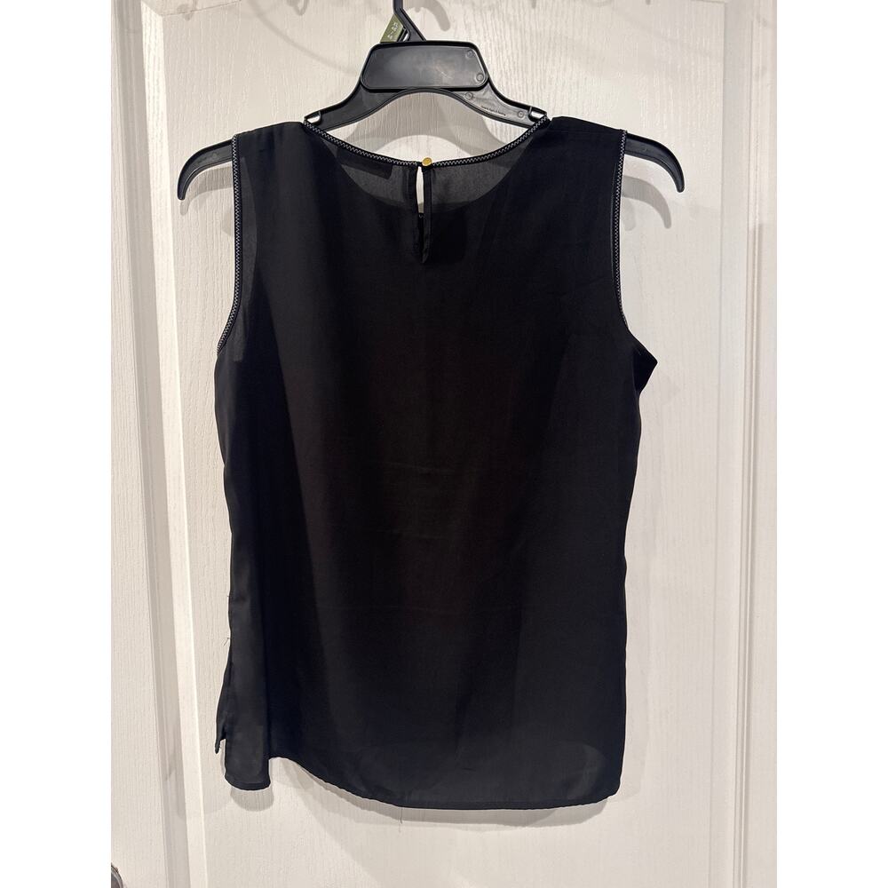 Calvin Klein Black Sleeveless Blouse Contrast Stitch High Low Hem - Picture 3 of 3